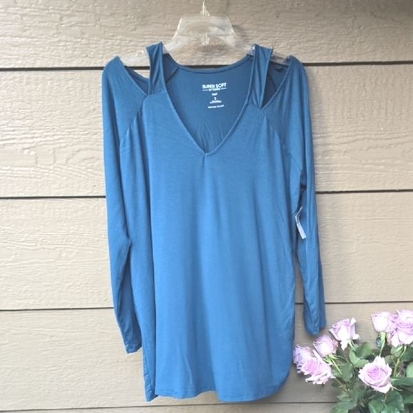 Torrid Super Soft Cut Out Knit Long Sleeve Tee 2X And WT New Blue - Picture 5 of 10